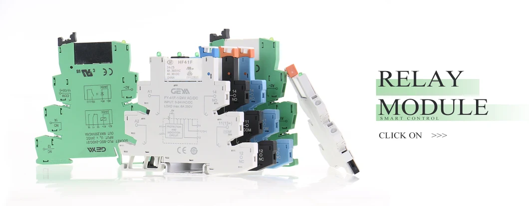 Geya Fy-41f-3 DIN Rail Hongfa Relay with Socket 1 Co Relay Module 12VDC or 24VDC Relay Module