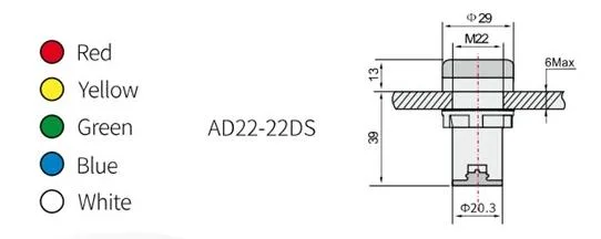 Green Yellow Blue Red White Amber 22mm Panel Mount 110V 220V 230V 24V 12V 380V 48V LED Indicator Price